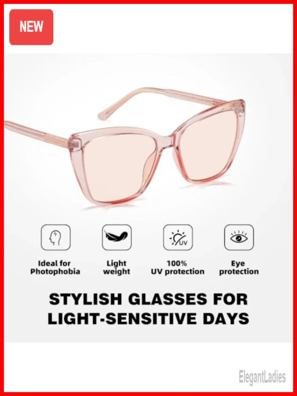 FL-41 Migraine Glasses for Light Sensitivity, UV400 Protection TR90 Cat Eye